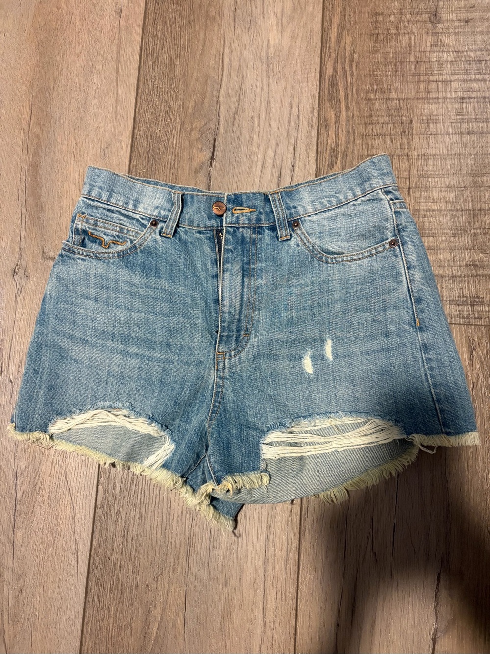 Kimes Ranch Light Blue Distressed Denim Cutoff Shorts